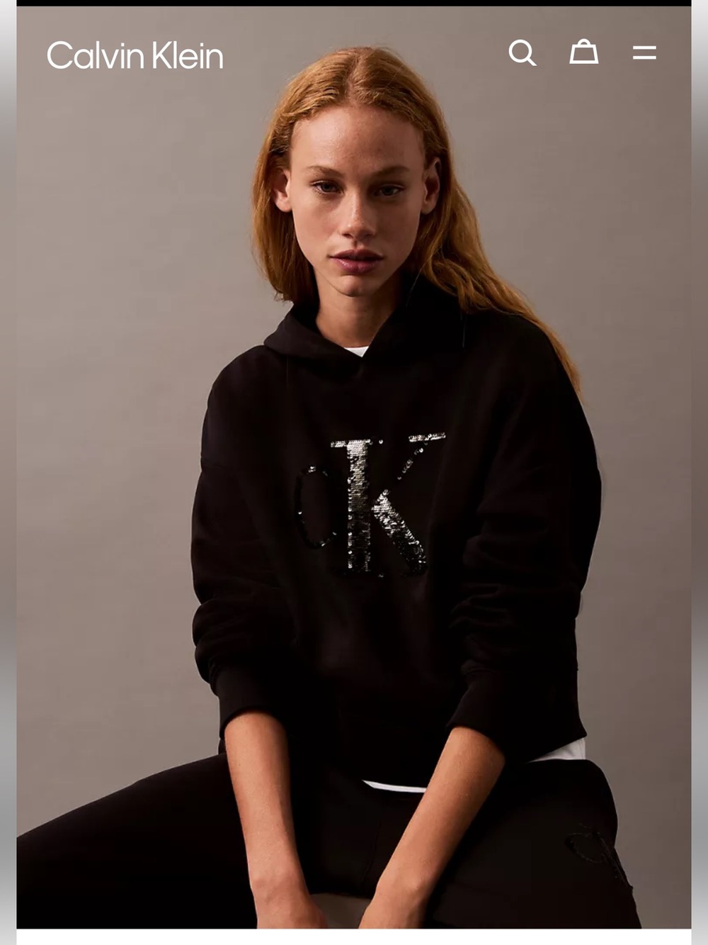 Calvin Klein matching set — hoodie with hood + sweatpants.